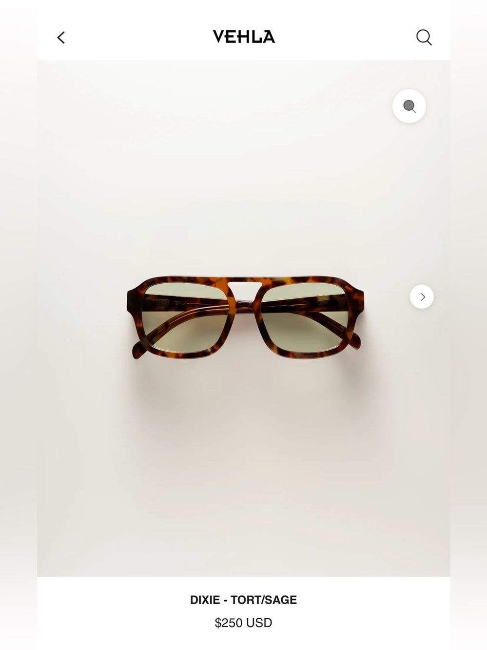 VEHLA Dixie Tortoise Frame with Sage Lenses